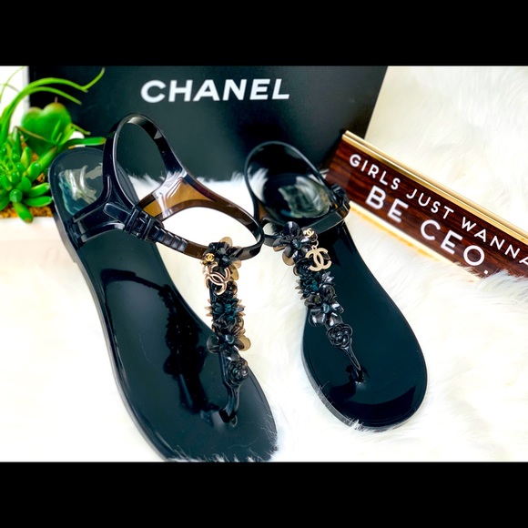 CHANEL Shoes - Chanel Camellia Jelly Thong Sandals